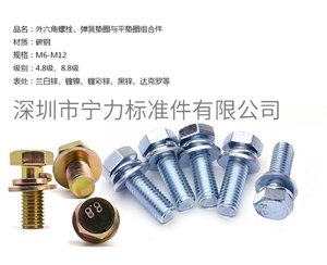 外六角螺栓、彈簧墊圈與平墊圈組合件